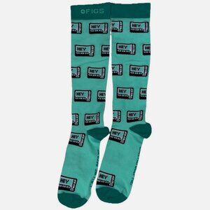 FIGS Compression Socks Medium - Hey “ Call Me, Beep Me”- NEW Green